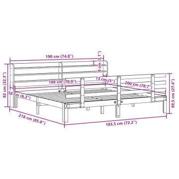 Super King Bed Frame with Headboard - White 180x200 cm