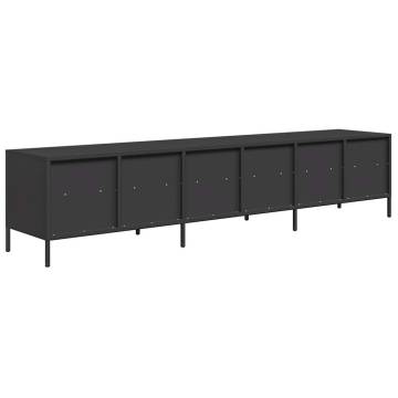 Stylish Black TV Cabinet - 202x39x43.5 cm Cold-Rolled Steel