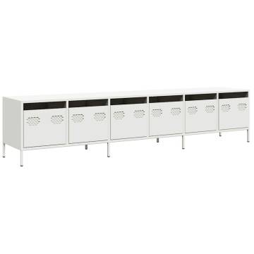 Stylish White TV Cabinet - Cold-Rolled Steel | HipoMarket UK