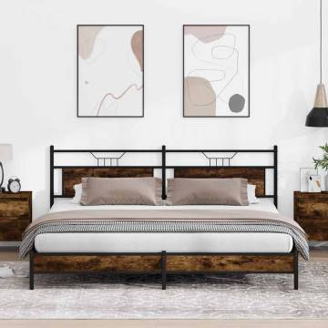 Metal Bed Frame without Mattress Smoked Oak 193x203 cm | HipoMarket