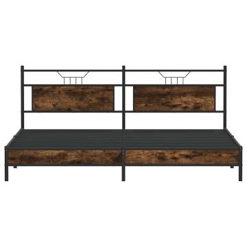 Metal Bed Frame without Mattress Smoked Oak 193x203 cm | HipoMarket