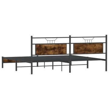 Metal Bed Frame without Mattress Smoked Oak 193x203 cm | HipoMarket