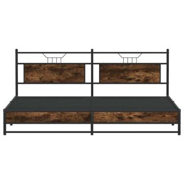 Metal Bed Frame without Mattress - Smoked Oak 193x203 cm