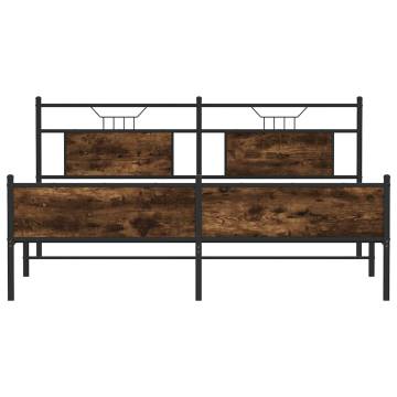 Smoked Oak Metal Bed Frame 160x200 cm | Hipomarket