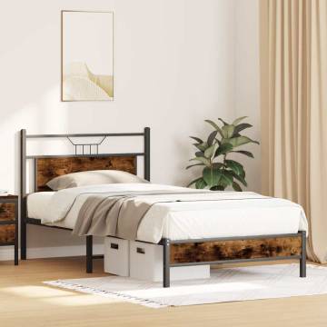 Smoked Oak Bed Frame 100x200 cm - Durable & Stylish Design