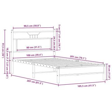 Smoked Oak Bed Frame 100x200 cm - Durable & Stylish Design