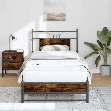 Smoked Oak Bed Frame 75x190 cm - Stylish & Durable