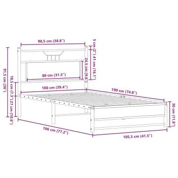 Smoked Oak Bed Frame 100x190 cm | Durable & Stylish Design