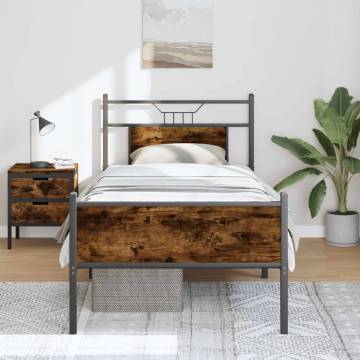 Smoked Oak Bed Frame - Small Single, 75x190 cm | HipoMarket