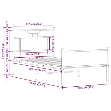 Smoked Oak Bed Frame - Small Single, 75x190 cm | HipoMarket