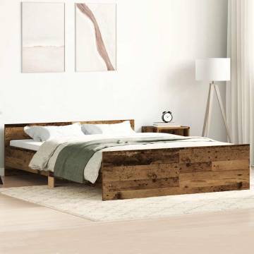 Old Wood Bed Frame 140x200cm - Durable Engineered Wood Design