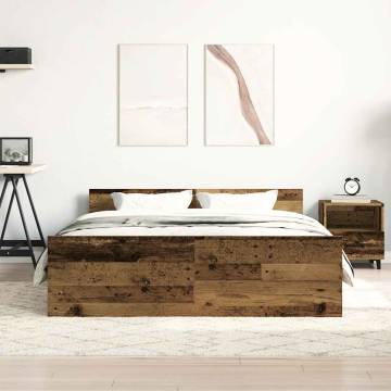 Old Wood Bed Frame 140x200cm - Durable Engineered Wood Design