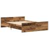 Old Wood Bed Frame 140x200cm - Durable Engineered Wood Design