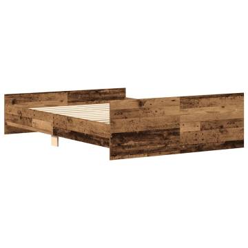 Old Wood Bed Frame 140x200cm - Durable Engineered Wood Design