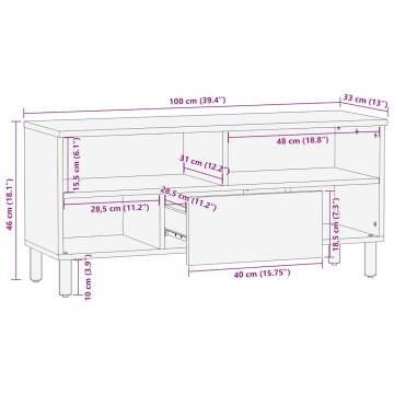 Solid Wood Mango TV Cabinet Brown - 100x33x46 cm | HipoMarket