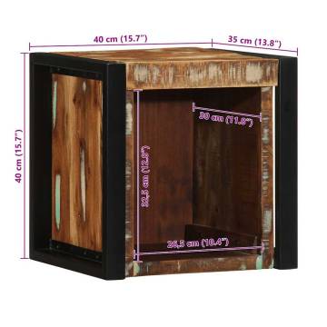 Multicolour Bedside Cabinet - Solid Reclaimed Wood 40x35x40 cm