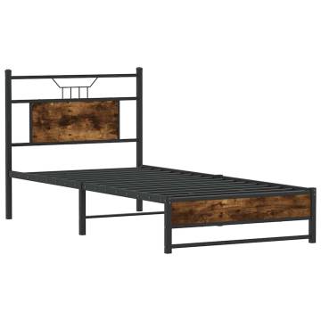 Smoked Oak Bed Frame 90x190 cm - Single Engineered Wood