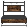 Smoked Oak Bed Frame 90x190 cm - Single Engineered Wood