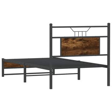 Smoked Oak Bed Frame 90x190 cm - Single Engineered Wood