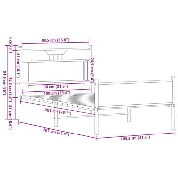 Sonoma Oak Bed Frame 100x200 cm - Stylish & Durable