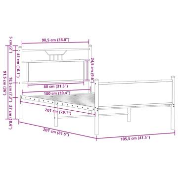 Smoked Oak Bed Frame 100x200 cm | Durable & Stylish | HipoMarket