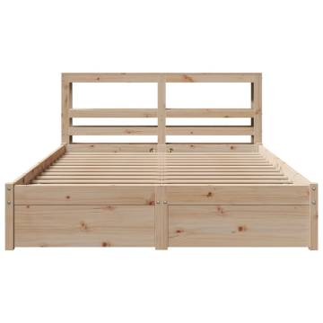 Wooden Bed Frame with Headboard - 140x190 cm | HipoMarket