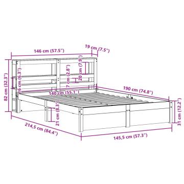 Wooden Bed Frame with Headboard - 140x190 cm | HipoMarket