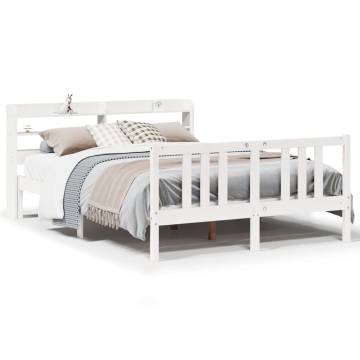 King Size White Bed Frame with Headboard - 150x200 cm