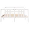 King Size White Bed Frame with Headboard - 150x200 cm