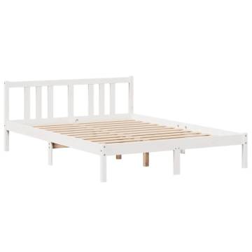 King Size White Bed Frame with Headboard - 150x200 cm