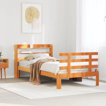 Wax Brown Bed Frame with Headboard 100x200 cm - Hipomarket