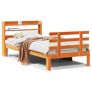 Wax Brown Bed Frame with Headboard 100x200 cm - Hipomarket