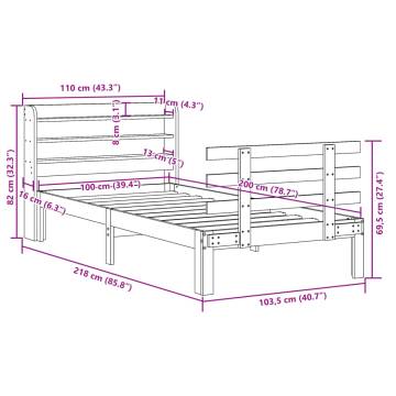 Wax Brown Bed Frame with Headboard 100x200 cm - Hipomarket