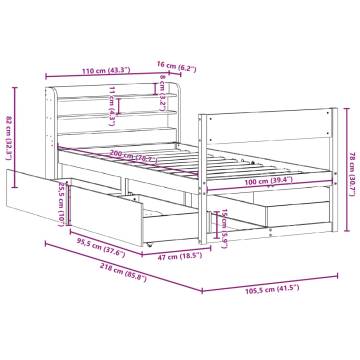 Solid Wood Pine Bed Frame 100x200 cm - No Mattress