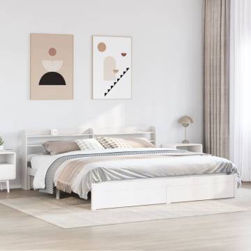 Bed Frame with Headboard - White 200x200 cm | HipoMarket