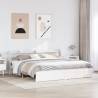  Bed Frame with Headboard without Mattress White 200x200 cm Colour white Size 200 x 200 cm 