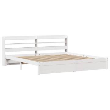 Bed Frame with Headboard - White 200x200 cm | HipoMarket