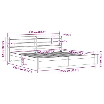 Bed Frame with Headboard - White 200x200 cm | HipoMarket