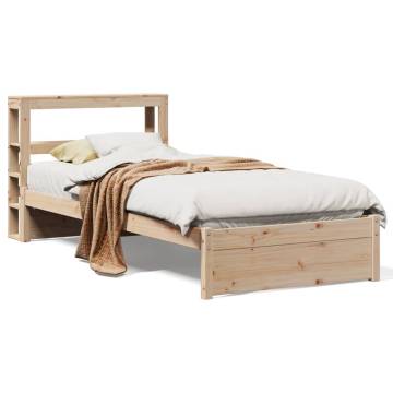 Wooden Bed Frame with Headboard - 75x190 cm Small Single