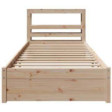 Wooden Bed Frame with Headboard - 75x190 cm Small Single