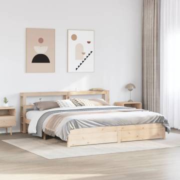 Wooden Bed Frame with Headboard 200x200 cm - No Mattress