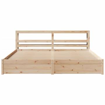 Wooden Bed Frame with Headboard 200x200 cm - No Mattress