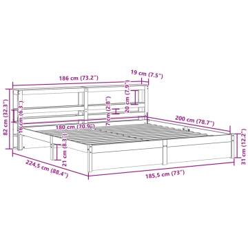 Super King Bed Frame with Headboard 180x200 cm | HipoMarket