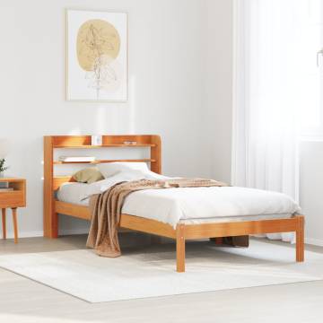 Wax Brown Bed Frame with Headboard - 90x190 cm Single