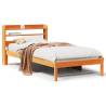 Wax Brown Bed Frame with Headboard - 90x190 cm Single