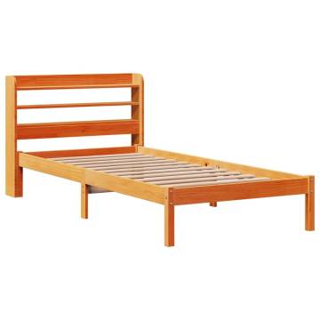 Wax Brown Bed Frame with Headboard - 90x190 cm Single