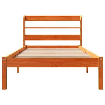 Wax Brown Bed Frame with Headboard - 90x190 cm Single