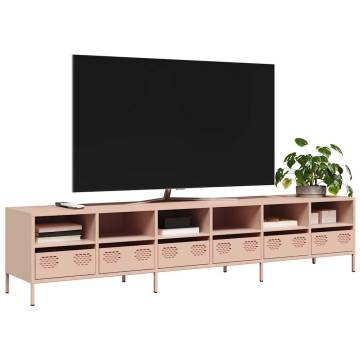 Stylish Pink TV Cabinet - Cold-Rolled Steel, 202x39x43.5 cm