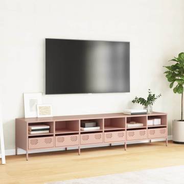 Stylish Pink TV Cabinet - Cold-Rolled Steel, 202x39x43.5 cm