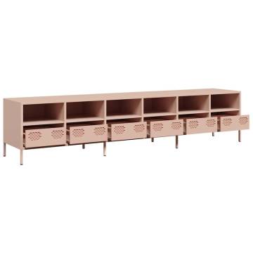 Stylish Pink TV Cabinet - Cold-Rolled Steel, 202x39x43.5 cm